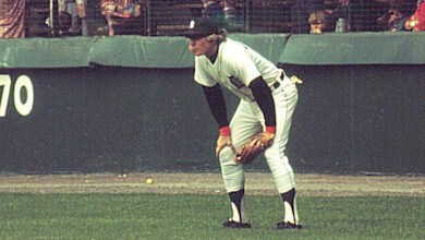 Jim Northrup in right field on May 11, 1974 at Tiger Stadium, just about three months before being released by the Detroit Tigers.