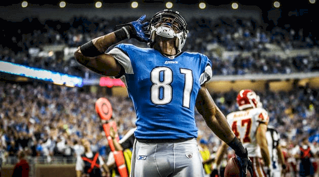 Calvin Johnson was a Pro Bowl wide receiver six times for the Detroit Lions. 