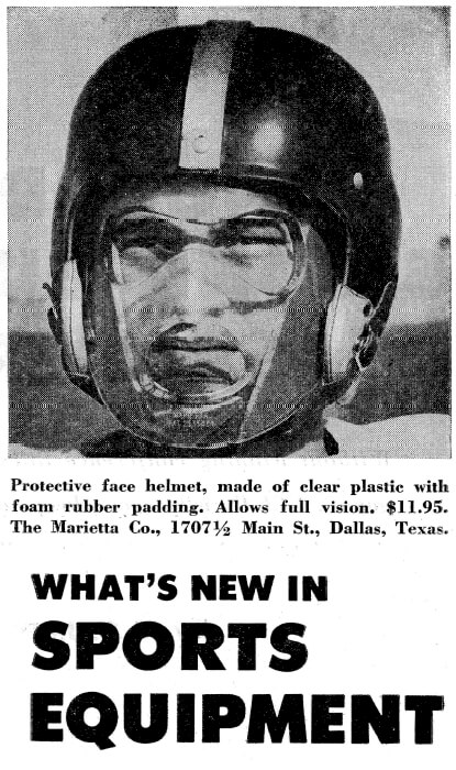 This advertisement from 1953 shows a very different sort of face mask.